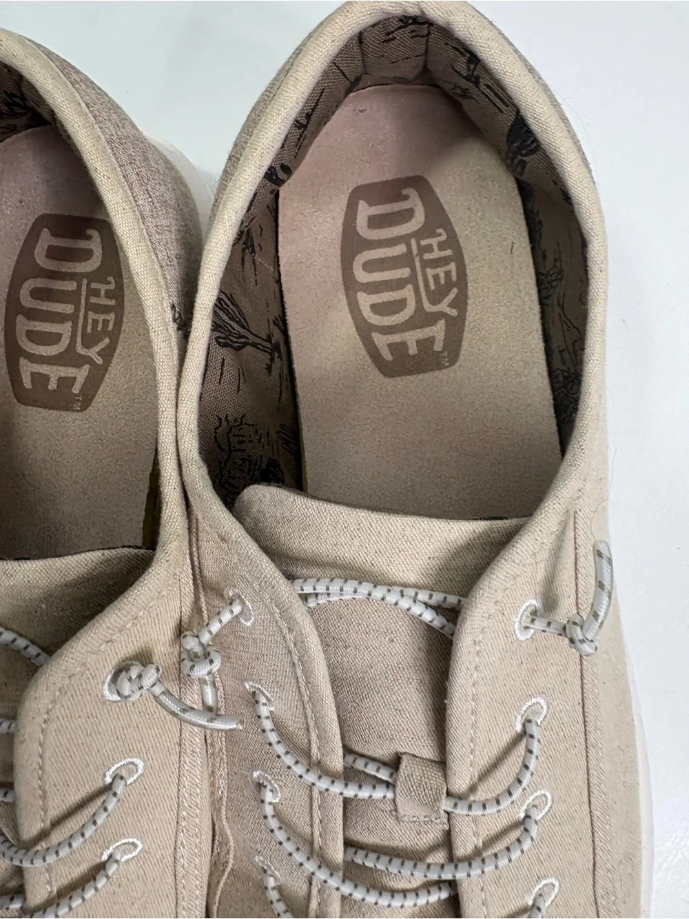 Hey Dude Men's Casual Canvas Sneakers in Light Beige size 13